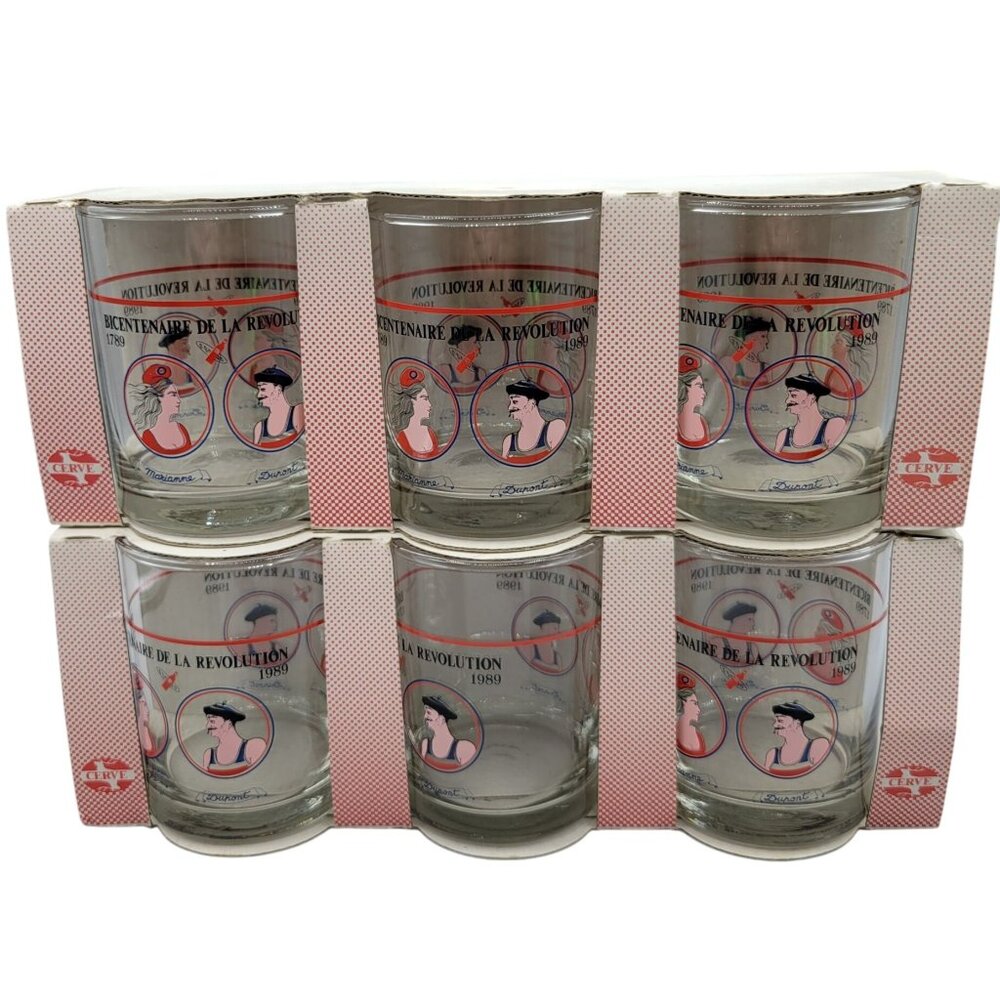 Cerve Bicentenaire De La Revolution 1789-1989 Blown Glasses Marianne Dumont